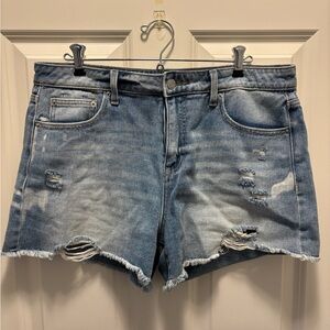 Time and Tru Light Blue Distressed Jean Shorts